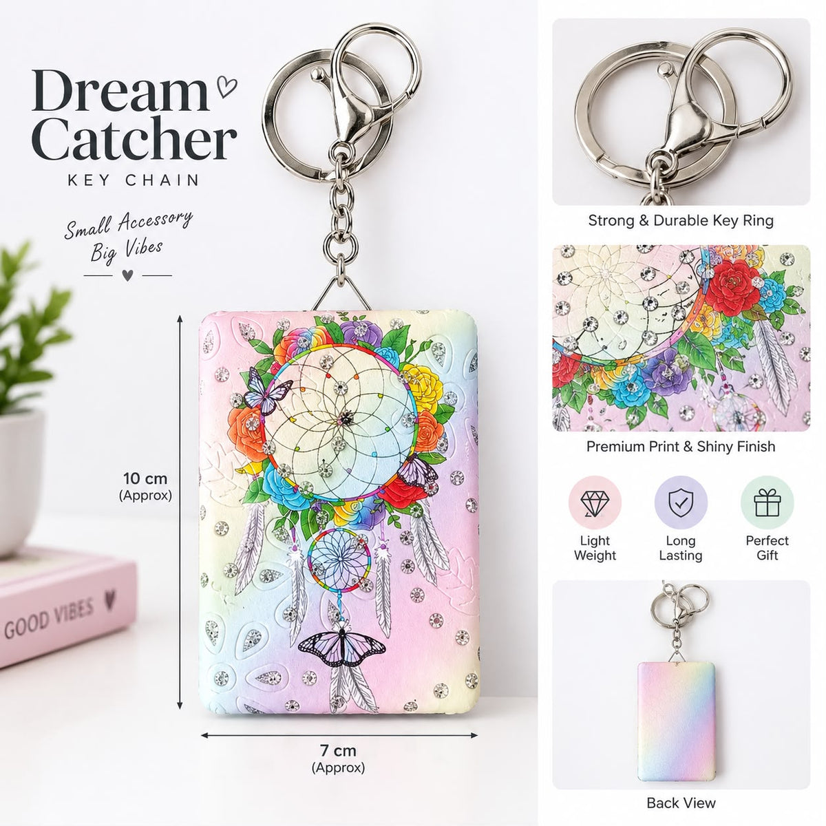 Designer Dreamcatcher & Butterfly Pocket Mirror Keychain