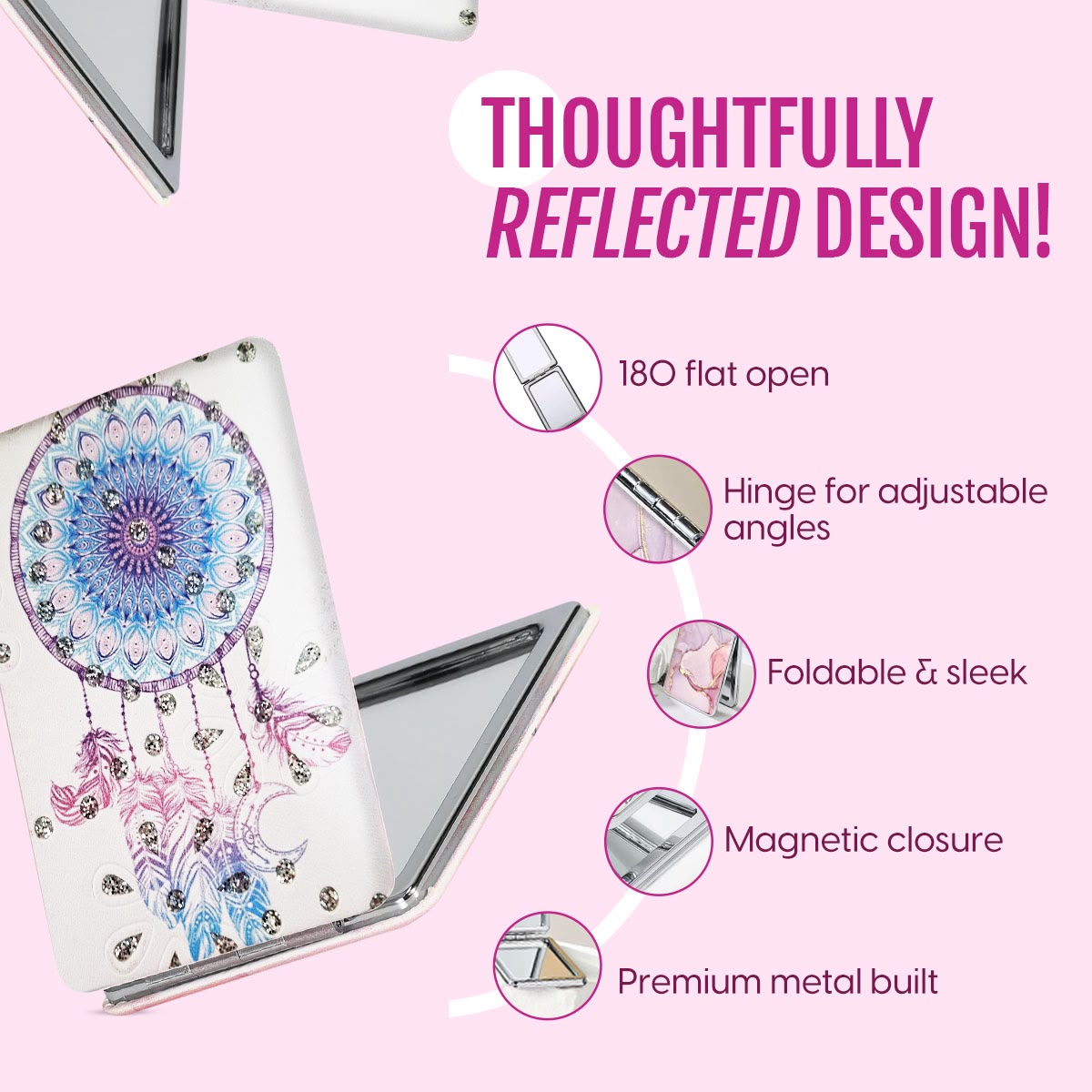 Designer Dreamcatcher & Butterfly Pocket Mirror Keychain