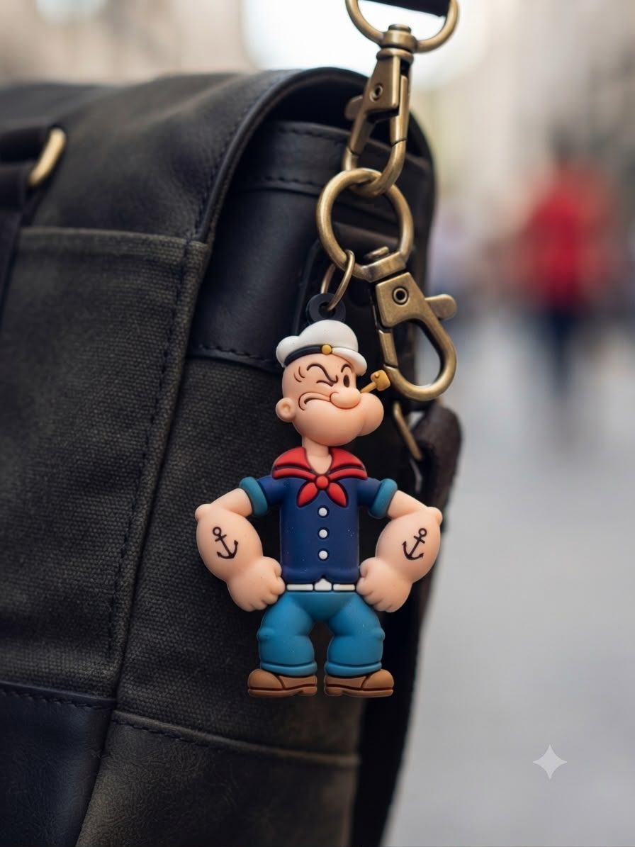 Classic Popeye the Sailor Man 3D Silicone Keychain