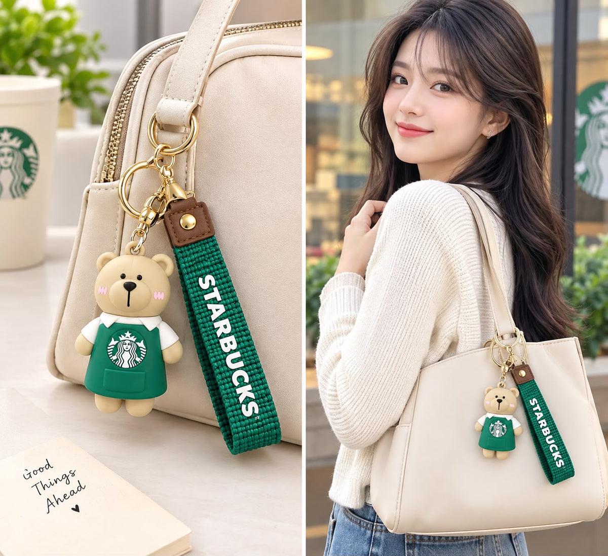 Starbucks Barista Bear 3D Silicone Keychain