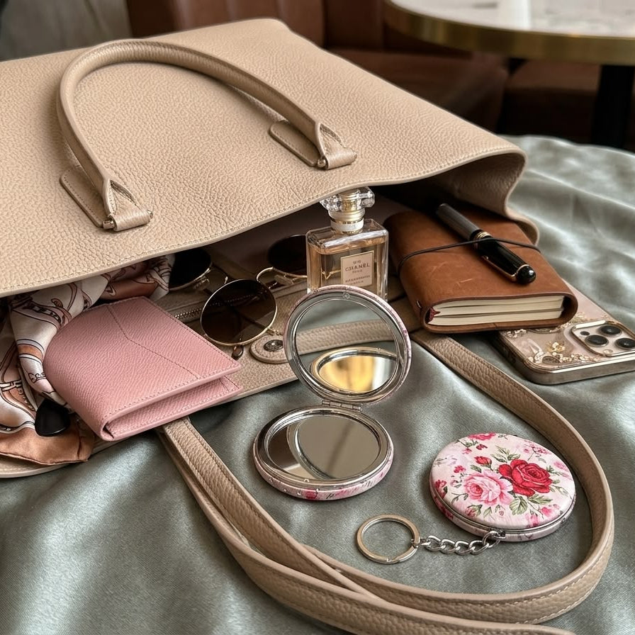 Parisian Romance Pocket Mirror Keychain