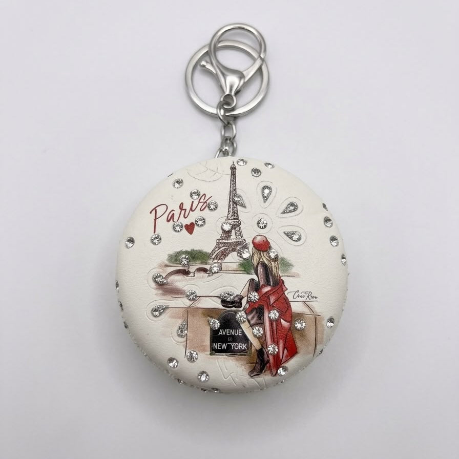 Parisian Romance Pocket Mirror Keychain