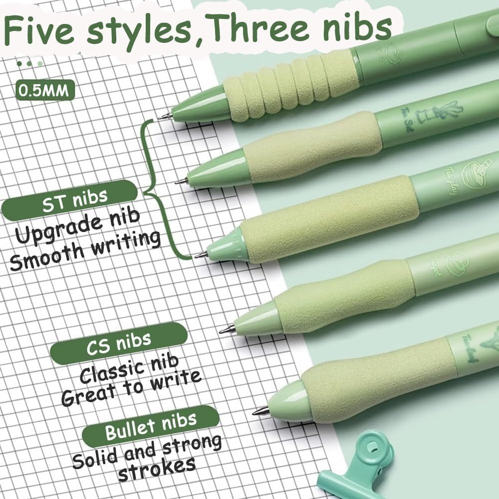 Zen Tea Cloud Grip Aesthetic Gel Pen Set