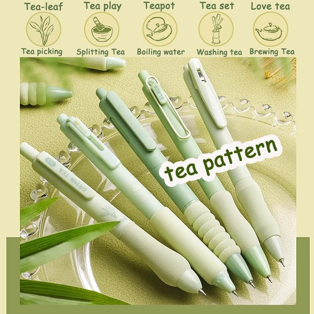 Zen Tea Cloud Grip Aesthetic Gel Pen Set