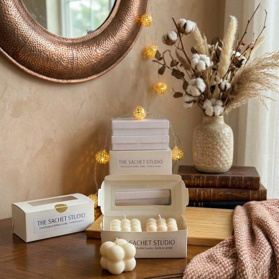 Artisan Ivory Cube Bubble Candle