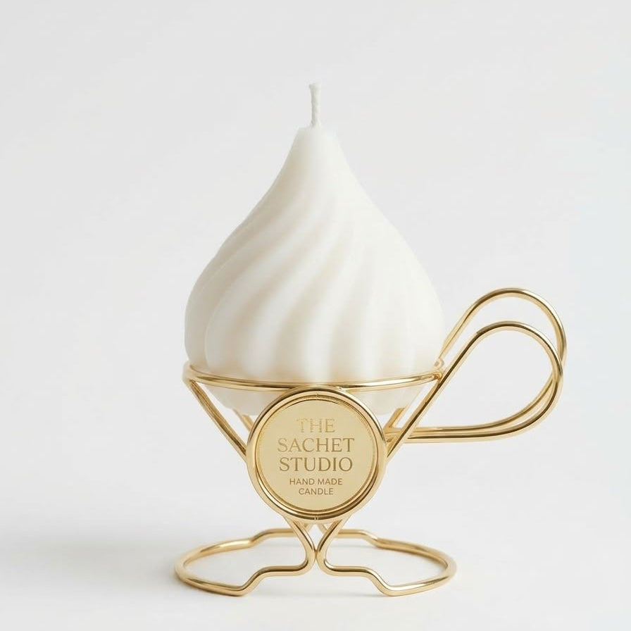 Artisan Ivory Swirled Modak Candle