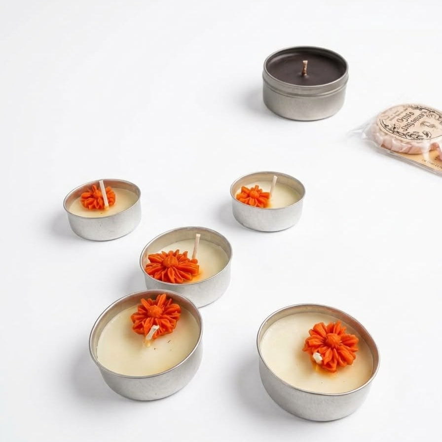 Floral T-Light Embedded Tealight Candle Set