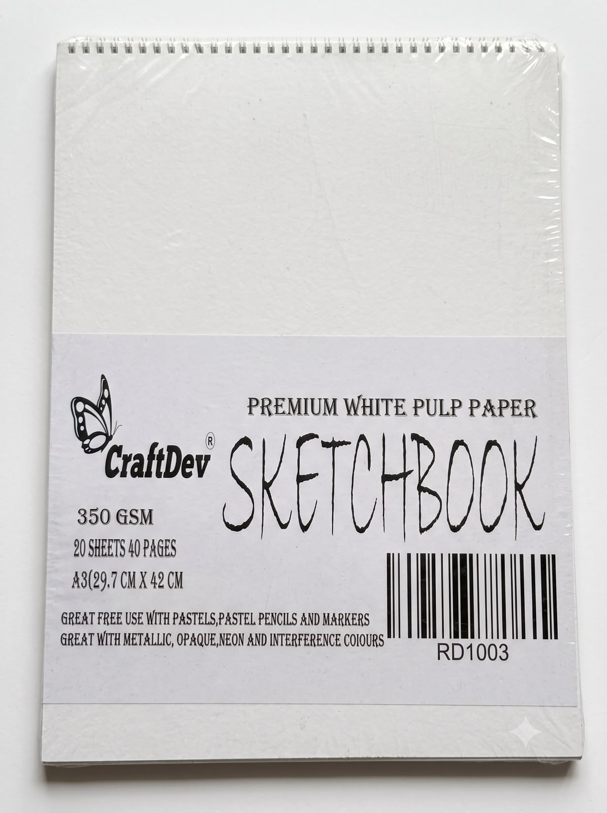 CraftDev Premium White Pulp Paper A3 Sketchbook