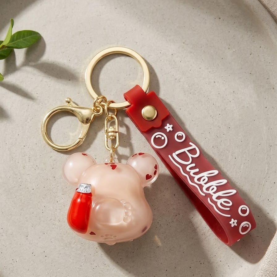Floating Liquid Heart Quicksand Keychain