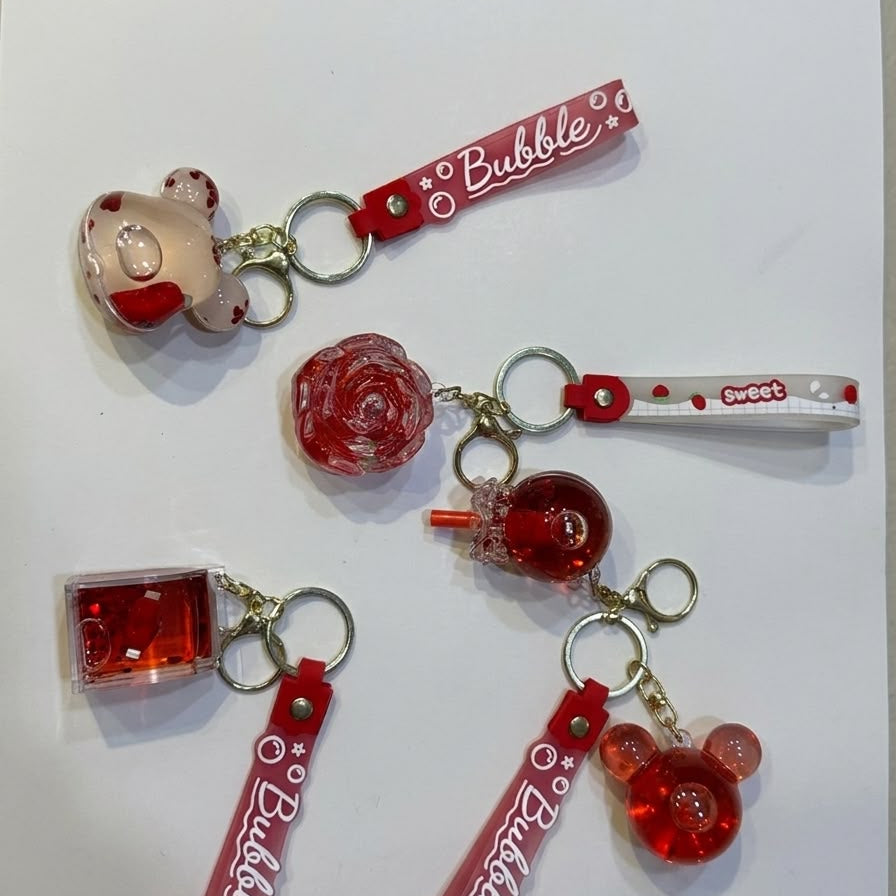 Floating Liquid Heart Quicksand Keychain