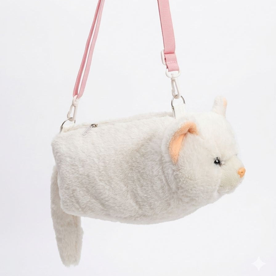 Plush Realistic Cat Fur Handbag - KawaiWorld