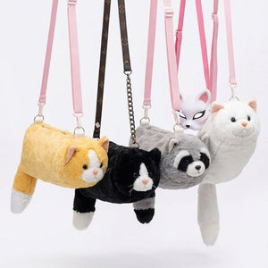 Plush Realistic Cat Fur Handbag - KawaiWorld