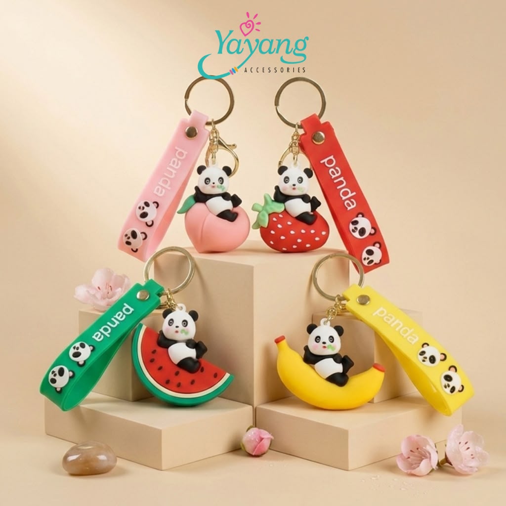 Sweet Treat Panda: Fruit Series 3D Keychain