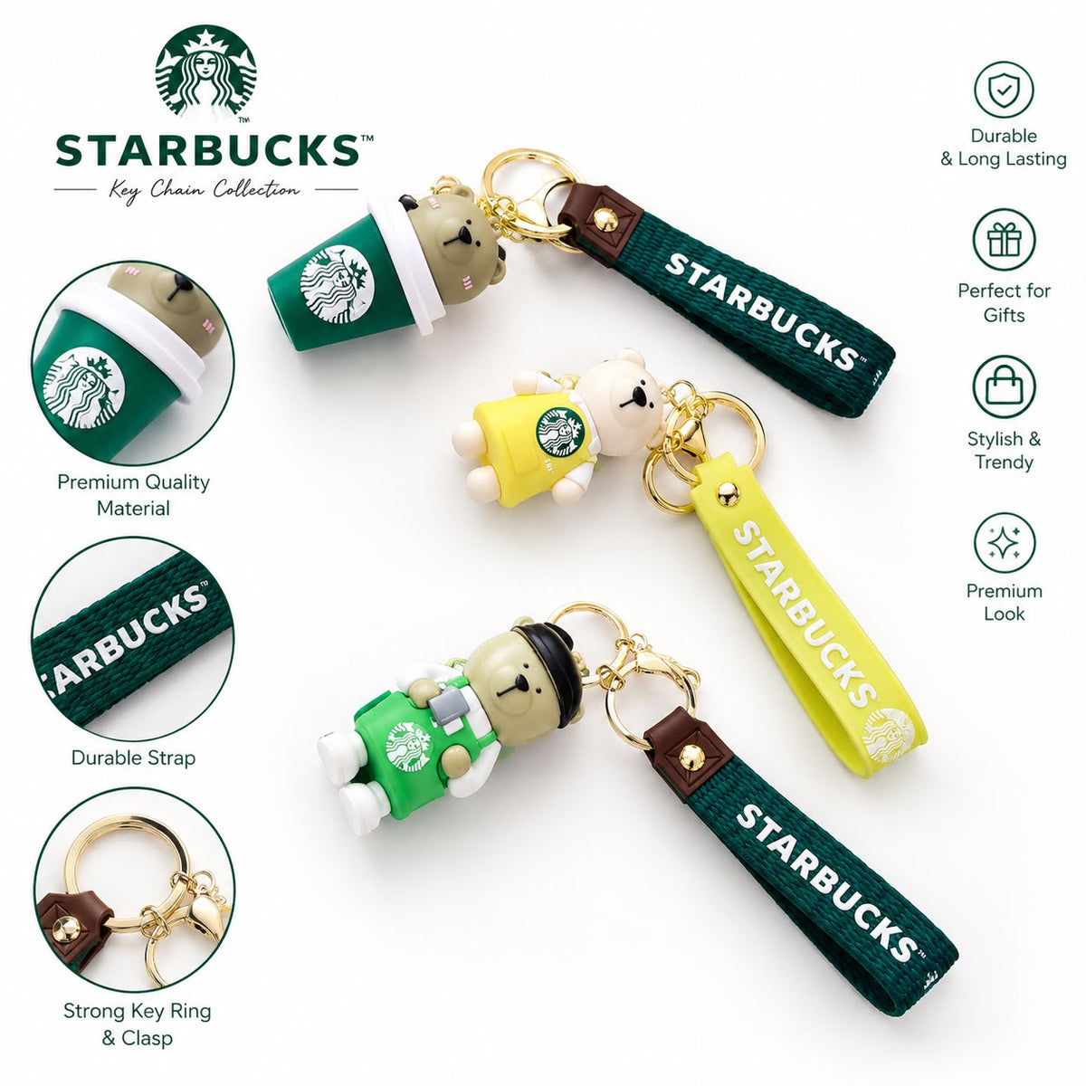 Starbucks Barista Bear 3D Silicone Keychain