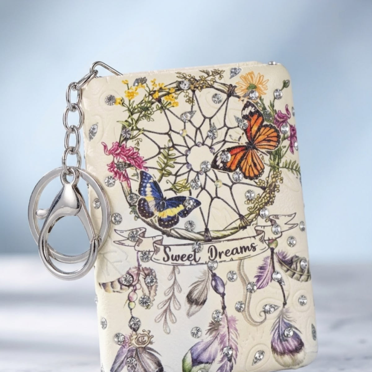 Designer Dreamcatcher & Butterfly Pocket Mirror Keychain