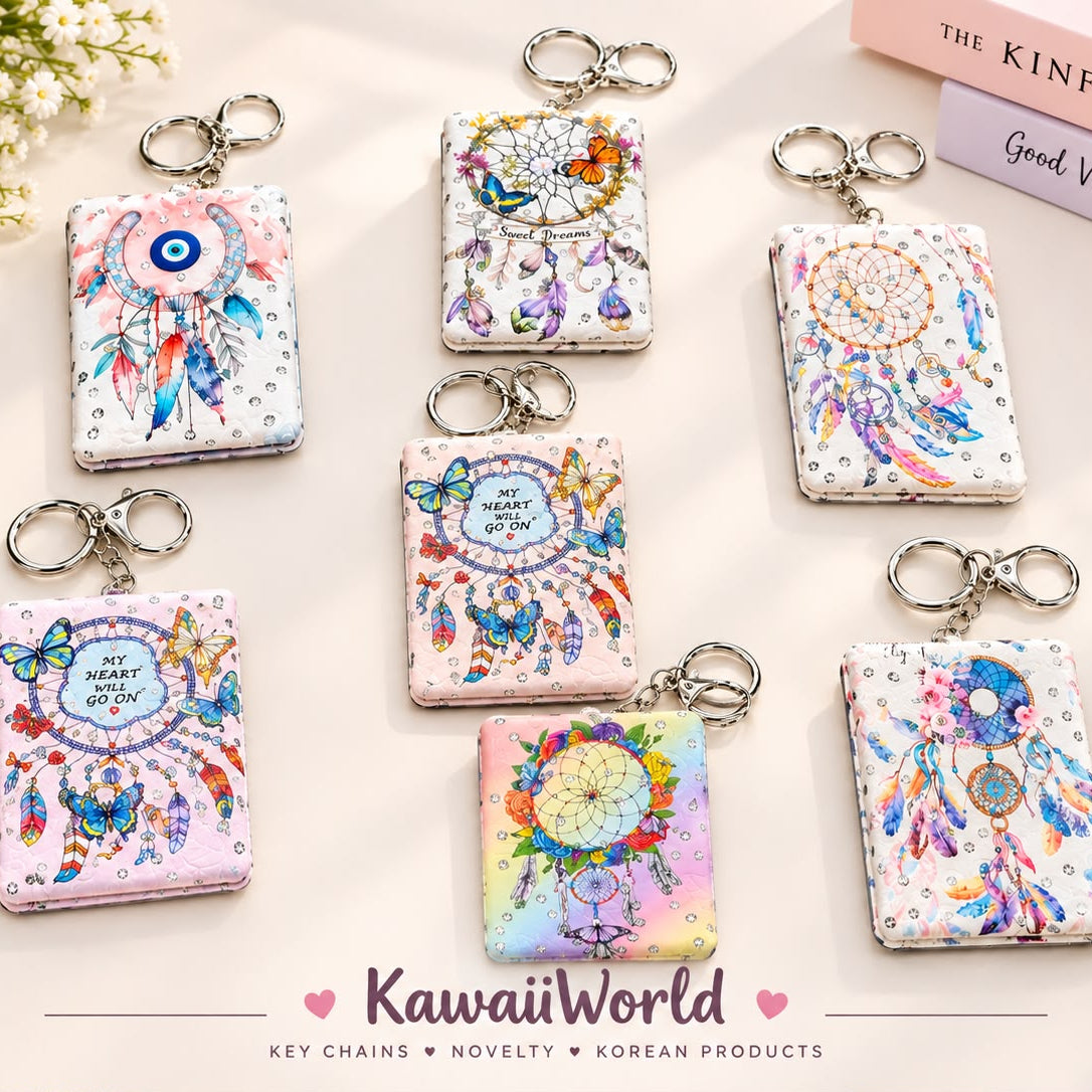 Designer Dreamcatcher & Butterfly Pocket Mirror Keychain