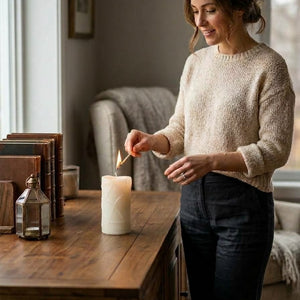 Architectural Geometric Carved Pillar Candle