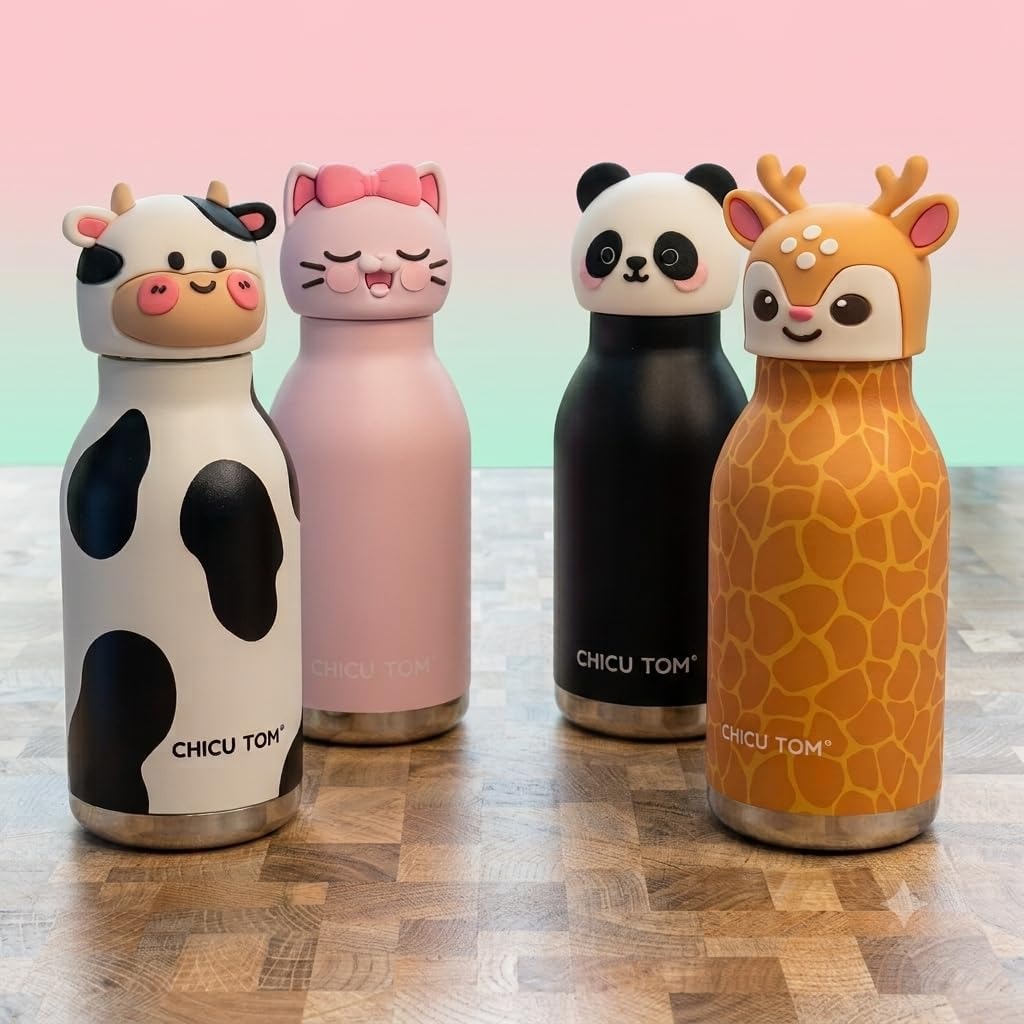 The Safari Friends Cute Cartoon Animal Insulated Water Bottle for Kids