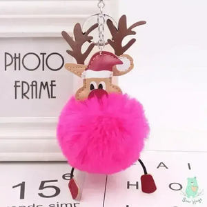 Christmas Fawn Plush Ball Keychain - KawaiWorld
