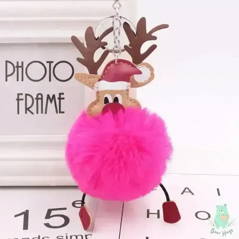 Christmas Fawn Plush Ball Keychain - KawaiWorld