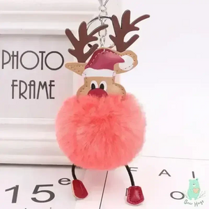 Christmas Fawn Plush Ball Keychain - KawaiWorld