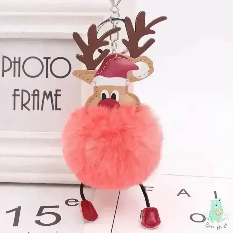 Christmas Fawn Plush Ball Keychain - KawaiWorld