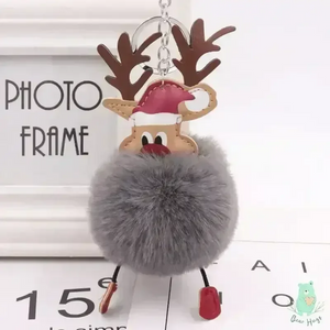 Christmas Fawn Plush Ball Keychain - KawaiWorld
