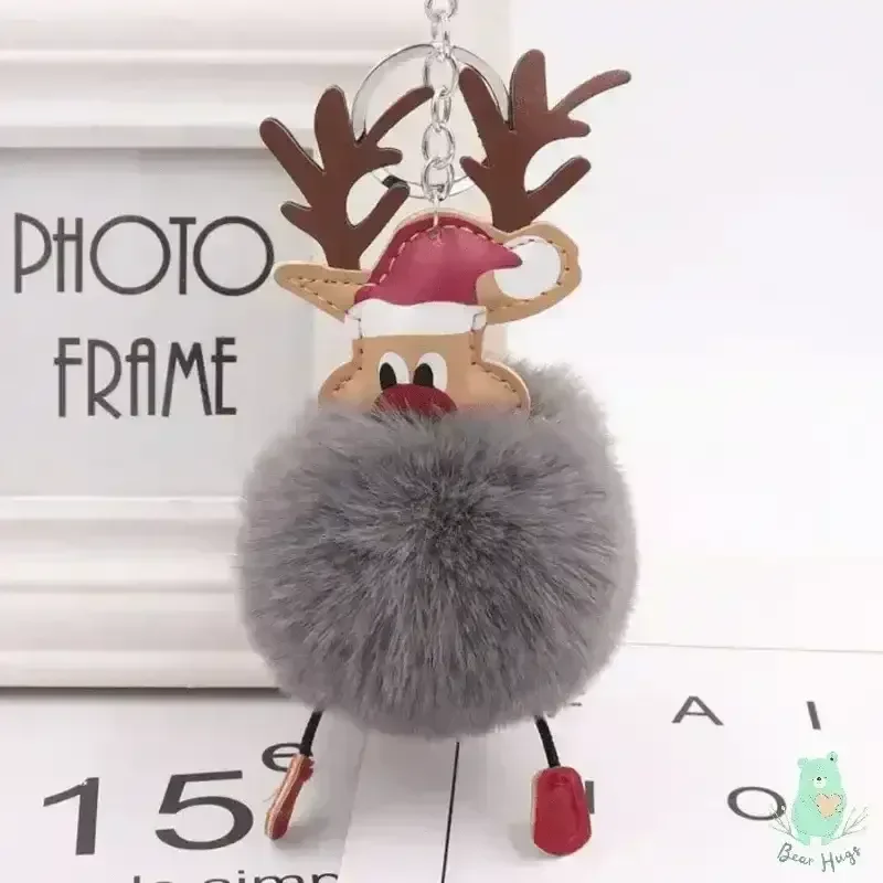 Christmas Fawn Plush Ball Keychain - KawaiWorld