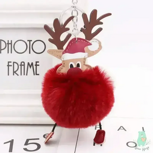 Christmas Fawn Plush Ball Keychain - KawaiWorld