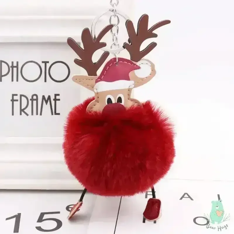 Christmas Fawn Plush Ball Keychain - KawaiWorld