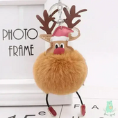 Christmas Fawn Plush Ball Keychain - KawaiWorld