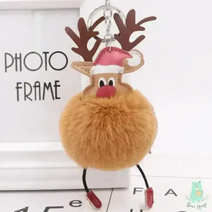 Christmas Fawn Plush Ball Keychain - KawaiWorld