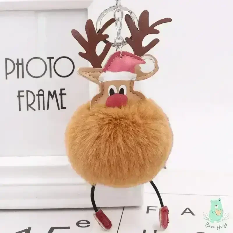 Christmas Fawn Plush Ball Keychain - KawaiWorld