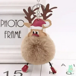Christmas Fawn Plush Ball Keychain - KawaiWorld