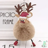Christmas Fawn Plush Ball Keychain - KawaiWorld