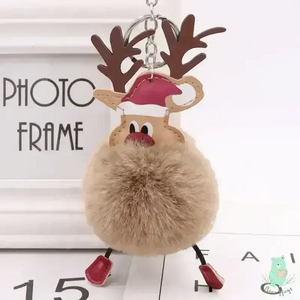 Christmas Fawn Plush Ball Keychain - KawaiWorld