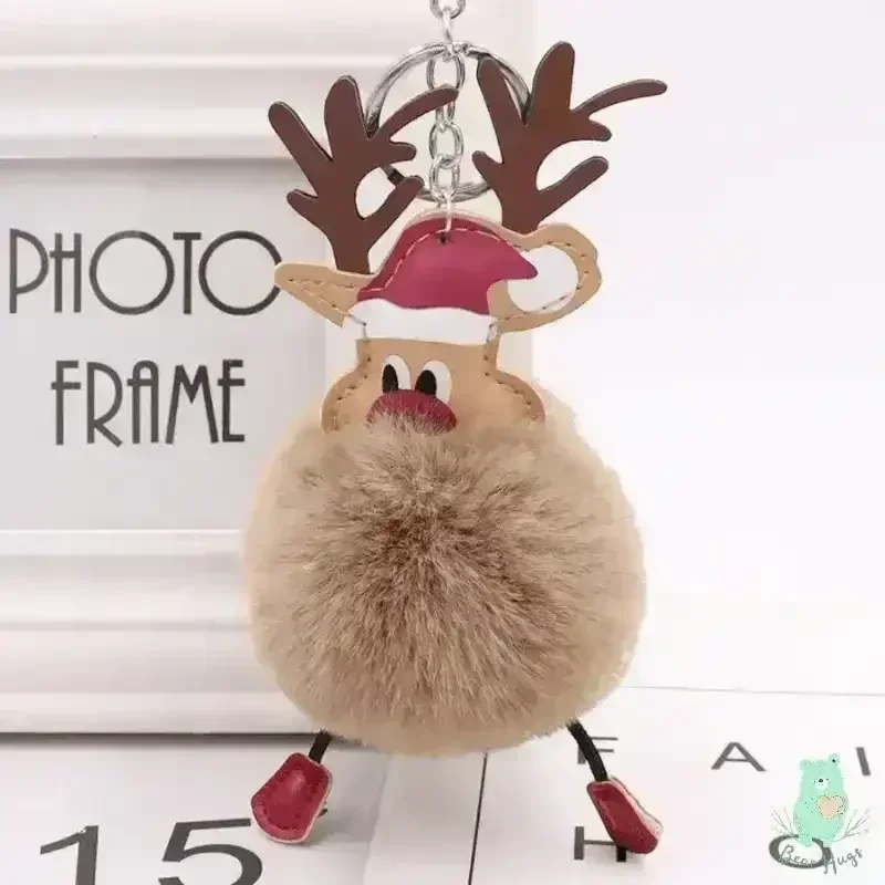 Christmas Fawn Plush Ball Keychain - KawaiWorld
