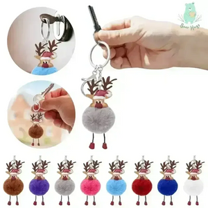 Christmas Fawn Plush Ball Keychain - KawaiWorld
