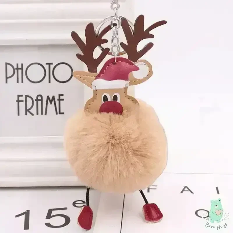 Christmas Fawn Plush Ball Keychain - KawaiWorld