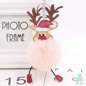 Christmas Fawn Plush Ball Keychain - KawaiWorld