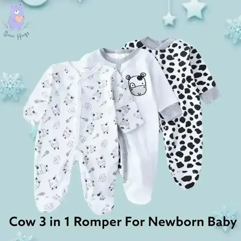 Cow Print Sleeping Suit / Romper (3 pcs) - KawaiWorld