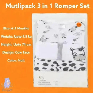 Cow Print Sleeping Suit / Romper (3 pcs) - KawaiWorld