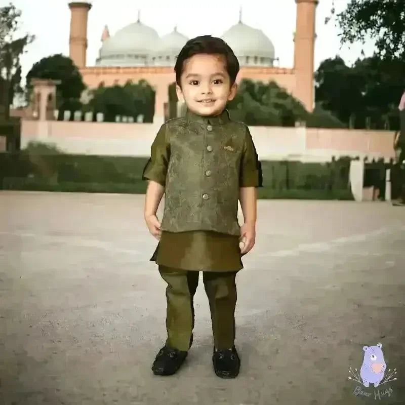 Embroidered Jacket Kurta Set - KawaiWorld