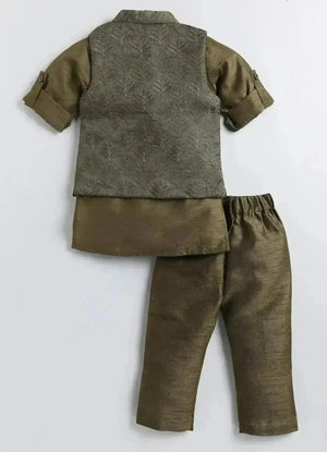 Embroidered Jacket Kurta Set - KawaiWorld