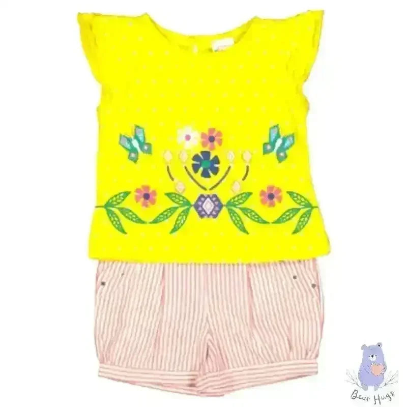 Kids Floral Print Top & Shorts Set - KawaiWorld