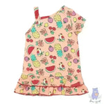 Kids Fruit Print One-Shoulder Shift Dress - KawaiWorld