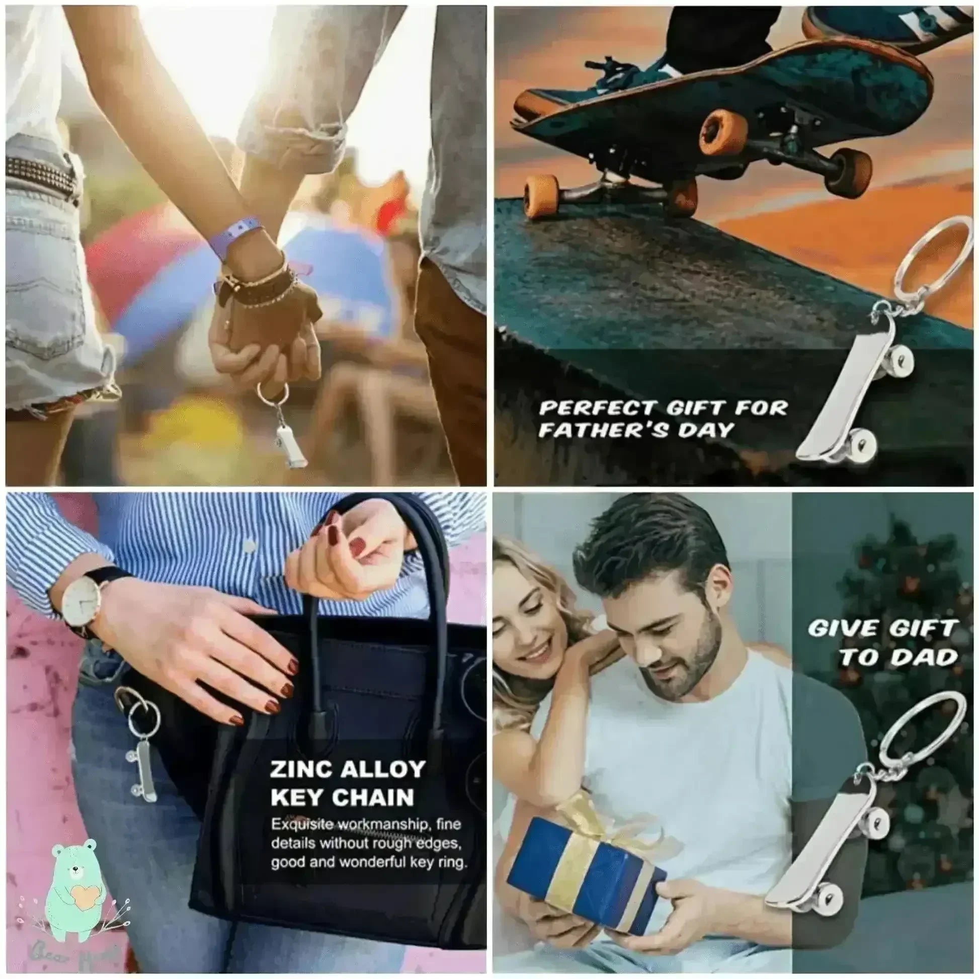 Rolling Radness Revolving Skateboard Keychain - KawaiWorld