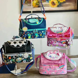 Premium Mid-Zip Double Decker Lunch Bag - Bear Hugs