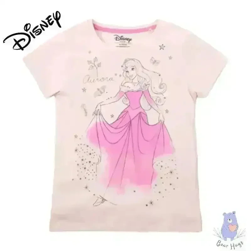 Princess Aurora Print Crew-Neck T-shirt - KawaiWorld