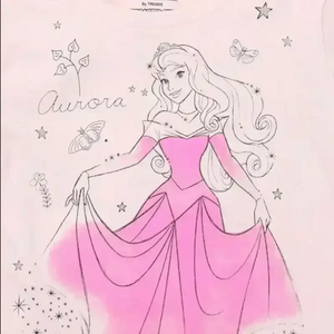 Princess Aurora Print Crew-Neck T-shirt - KawaiWorld